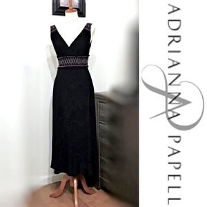 ADRIANNA PAPELL Smocked Sleeveless Dress with Tieback Waist